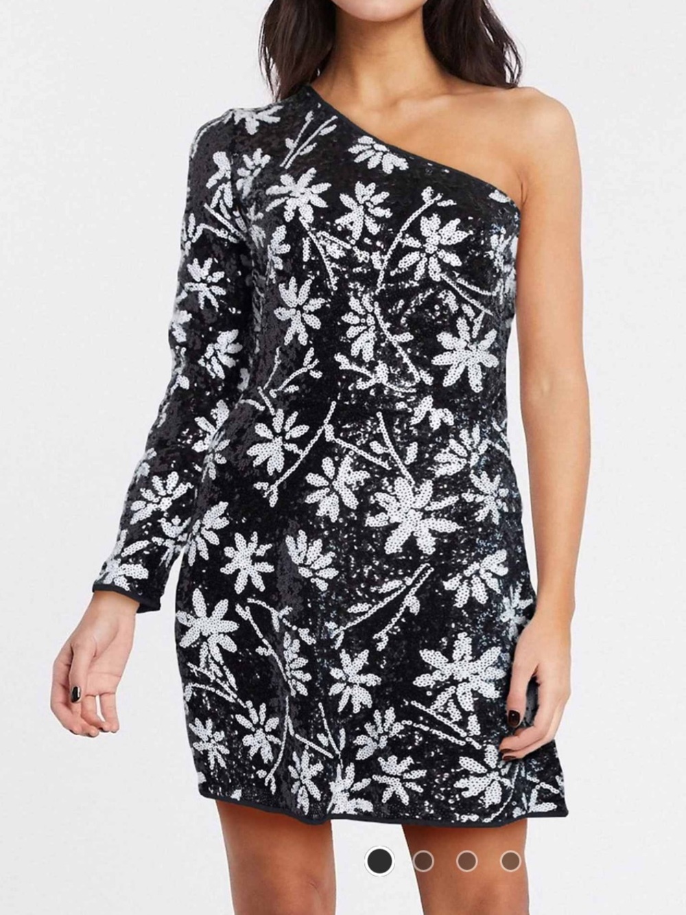 Talulah Lightening One Shoulder Floral Black White Mini Dress Size XS Eclectic